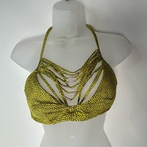 Victoria's Secret Strappy Yellow & Brown Bikini Top Small‎